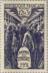 Stamp: Postal Sorting on Railway Carriage (France(Stamp Day) Yt:FR 879 ...