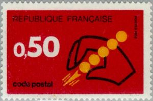 Stamp: Hand and Code Emblems (France(Postal Code Campaign) Yt:FR 1720 ...