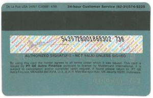 Ge Card Bank Card: GE Ekstra (PT GE Astra Finance, IndonesiaCol:ID-MC-0004.01