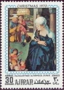 Bloque sellos ajman 1972 christmas