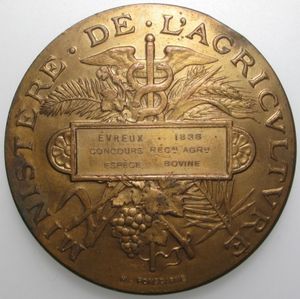 Médaille Commémorative Bronze 51mm - Concours Agricole Nantes 1888 Par Ponscarme