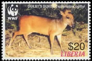 Stamp Jentink's Duiker (Cephalophus jentinki) (Liberia) (WWF Duikers