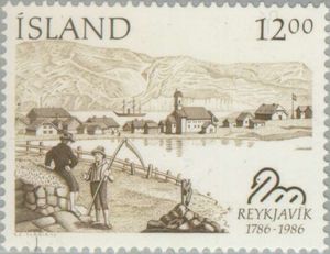 Reykjavik, View from Bank, Illustration, 1856