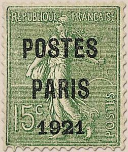 TIMBRE NEUF France préobliteré 30 C orange POSTE PARIS 1921 avec