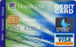 Bank Card Currentaccount Lloyds Tsb United Kingdom Of Great