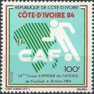 Ivory Emblem Stamp: Emblem (Ivory Coast(14th African Soccer Cup) Mi:CI 806,Sn:CI 708 ...