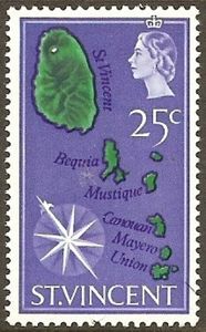 Stamp: Map of St. Vincent and neighboring islands (Saint Vincent and ...