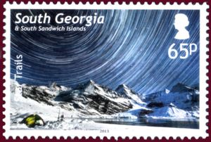 Star trails over the Harker Glacier