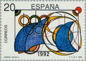 Stamp: Olympic Rings and Sails (Jose Luis Villegas Lopez) (Spain ...
