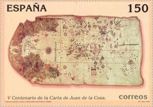 Stamp: Chart of Juan de la Cosa (SpainMi:ES 3555,Yt:ES 3289,AFA:ES 3642 ...