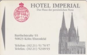Hotelkaaikaart Hotel Imperial Koln Kolner Bank No Chain
