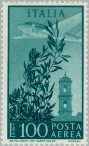 Olive Tree, Airplane and Tower of Campidoglio
