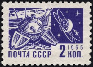 Space Probe "Luna-9" and Moon