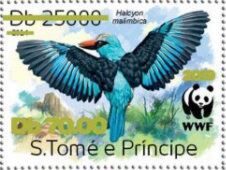 WWF Blue-breasted Kingfisher - Gold Overprint