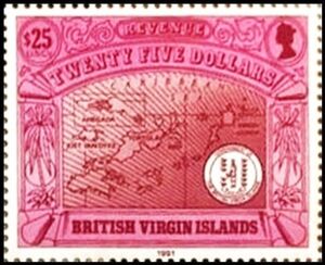 Stamp: Map of the British Virgin Islands (British Virgin Islands