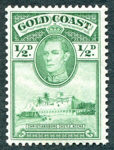 Stamp: King George VI and Christiansborg Castle (Gold Coast(King George ...