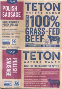 Food Label: Polish Sausage Teton Grass-Fed Beef (Teton Waters Ranch ...