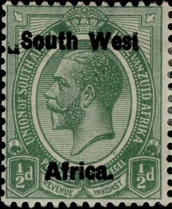 King George V, overprinted in English