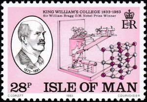 Stamp: Sir William Bragg (winner of the Nobel Prize for Phisics) (Isle ...