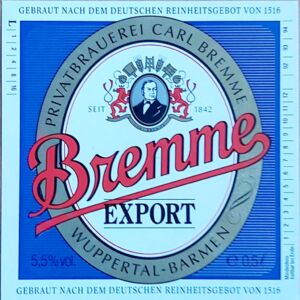 Drink Label Bremme Export (Privatbrauerei Carl Bremme, Germany