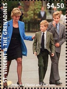 Stamp: Princess Diana and her Sons (Saint Vincent and The Grenadines