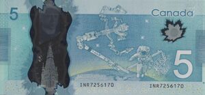 Banknote: 5 Dollars (Canada(2011-2022 Polymer Issue) Wor:P-106e