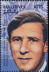 Stamp Konrad Bloch (Maldives(100th Anniversary of the Nobel Prize) Mi