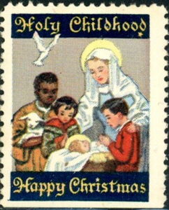 Stamp: Holy Childhood Happy Christmas Madonna and children (United