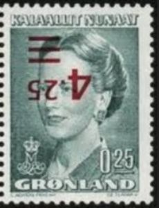 Queen Margrethe II, new value overprint