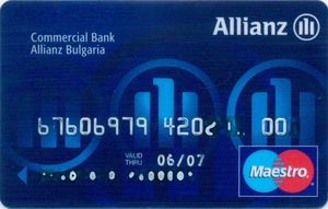 Bank Card Allianz Maestro 2a Allianz Bank Bulgaria Bulgaria