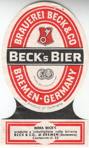 Drink Label: Becks Bier (Brauerei Beck GmbH & Co, Germany, Federal ...