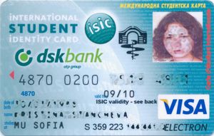Bank Card: Dsk Bank Visa Electron Student MU Sofia – 0608 (DSK Bank ...