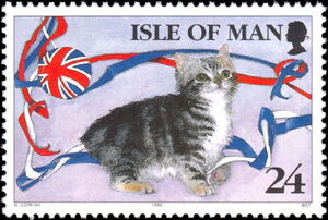 Stamp: Manx Cat and Union Jack Ribbons (Isle of Man(Manx Cats (Felis ...