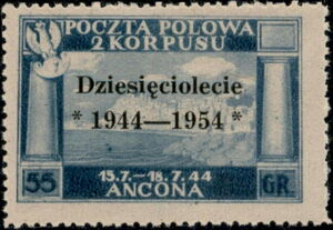 Polish Victory in Italy - Overprint "Dziesleciolecie" black