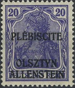 "Germania" overprinted OLSZTYN-ALLENSTEIN