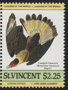 Stamp: Crested Caracara (Caracara plancus) (Saint Vincent and The