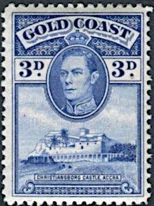 Stamp: King George VI and Christiansborg Castle (Gold Coast(King George ...