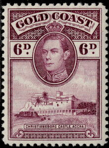 Stamp: King George VI and Christiansborg Castle (Gold Coast(King George ...
