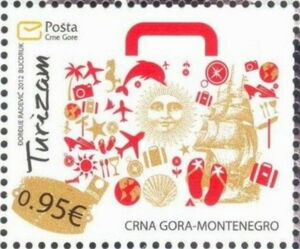 Suitcase Made of Various Patterns (Red Handle)