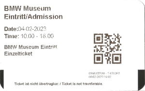 Admission Ticket: BMW Museum (Germany, Federal RepublicCol:DE-00714