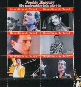 Stamp: 30th Anniversary of Death of Freddie Mercury (Chad: Illegal