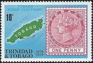 1879 1d. Stamp and Map of Tobago