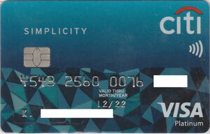 Simplicity Card Back Bank Card: Simplicity (Citibank, ThailandCol:TH-VI-0167