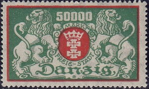 The coat of arms of Danzig with lions