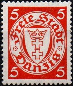 The coat of arms of Danzig in an oval frame