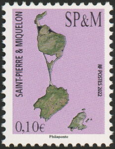 Timbre: Map of St. Pierre and Miquelon (Saint-Pierre-et-Miquelon(Map of