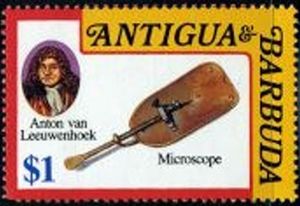 Stamp: Anton van Leeuwenhoek and Early Microscope (Antigua and Barbuda ...