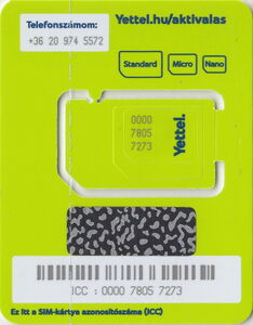 Yettel. SIM Card (Half Size)