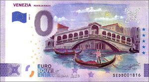 ITALIE - VENISE - BILLET DE 0 EURO SOUVENIR - LE PONT DE RIALTO - 2021
