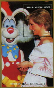 Diana Rabbit Stamp: Princess Diana with Roger Rabbit (Niger: Illegal Stamps(Princess ...
